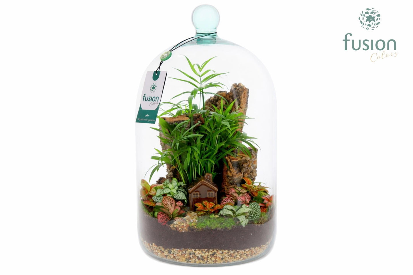 Green Bottle Novella Large met arrangement 43cm 19cm Pot
