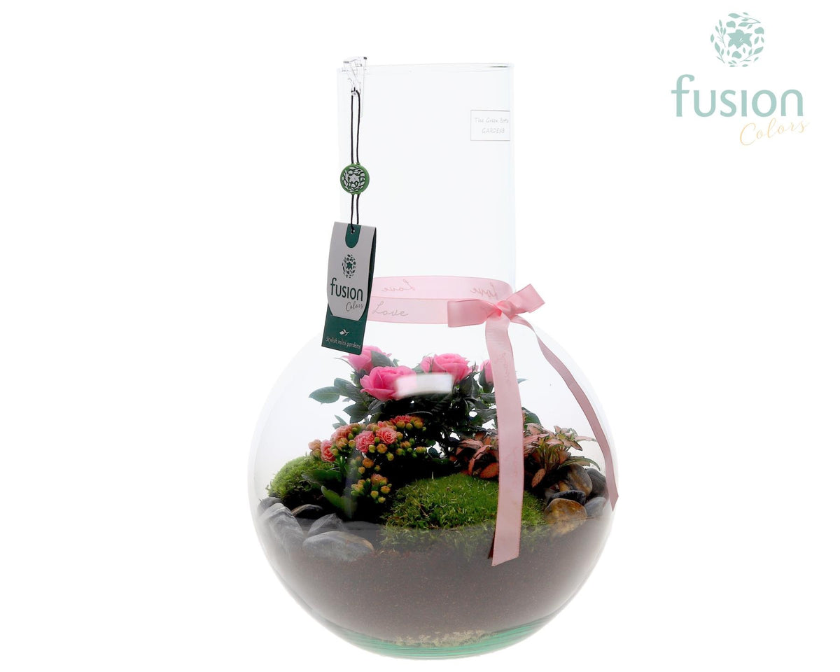Green Bottle Suzanne Large met Moederdag arrangement 43cm 26cm Pot