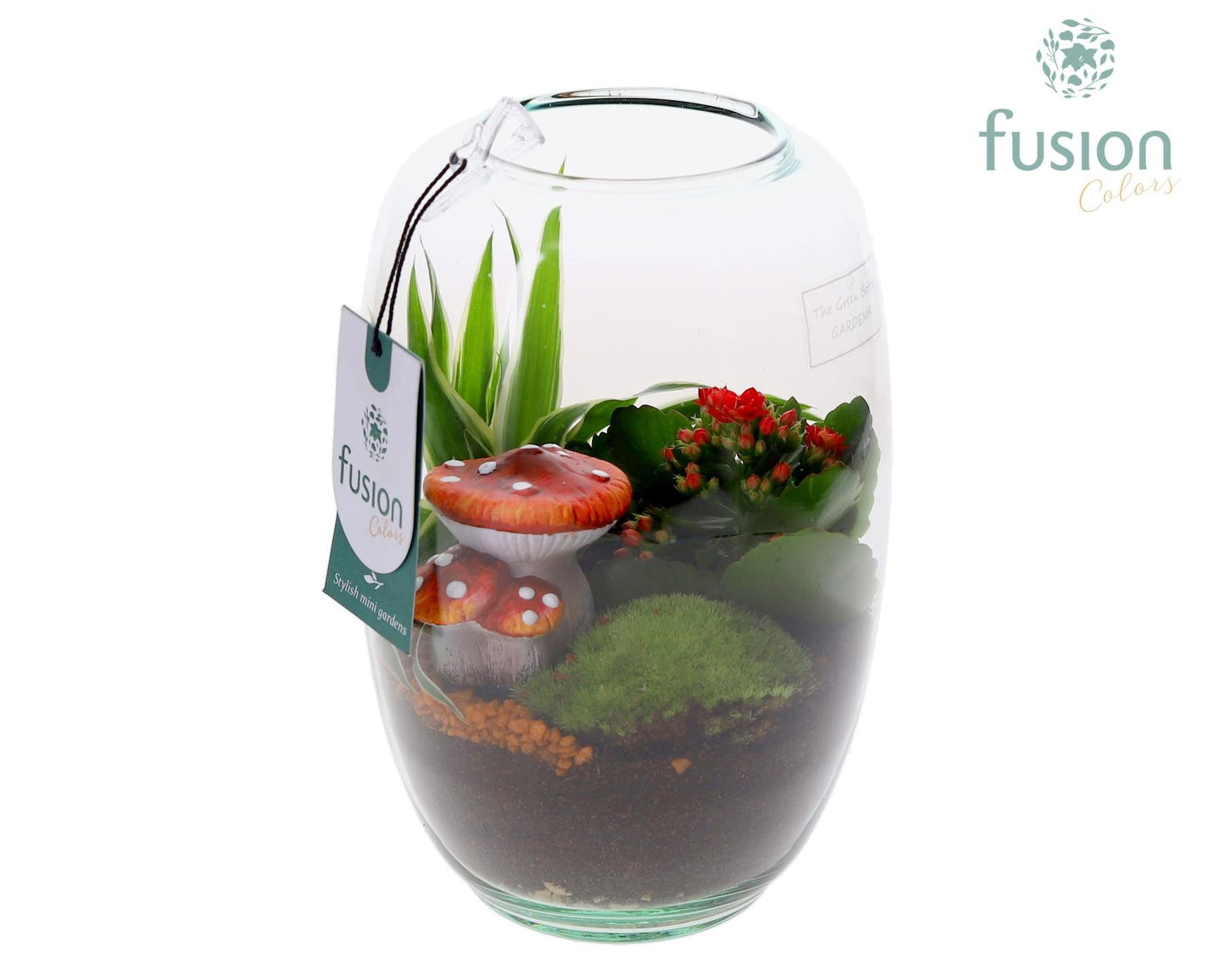 Green Bottle Isabella Small Herfst met arrangement 25cm 15cm Pot
