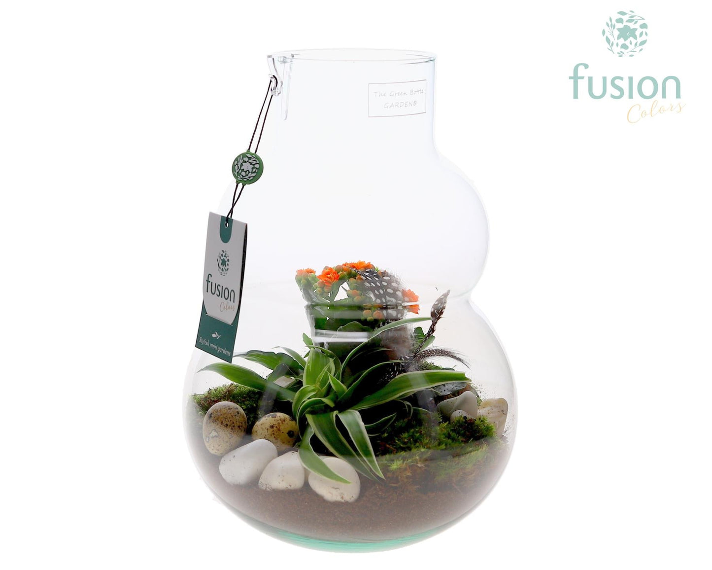Green Bottle Olaf Medium met Pasen arrangement 29cm 21cm Pot