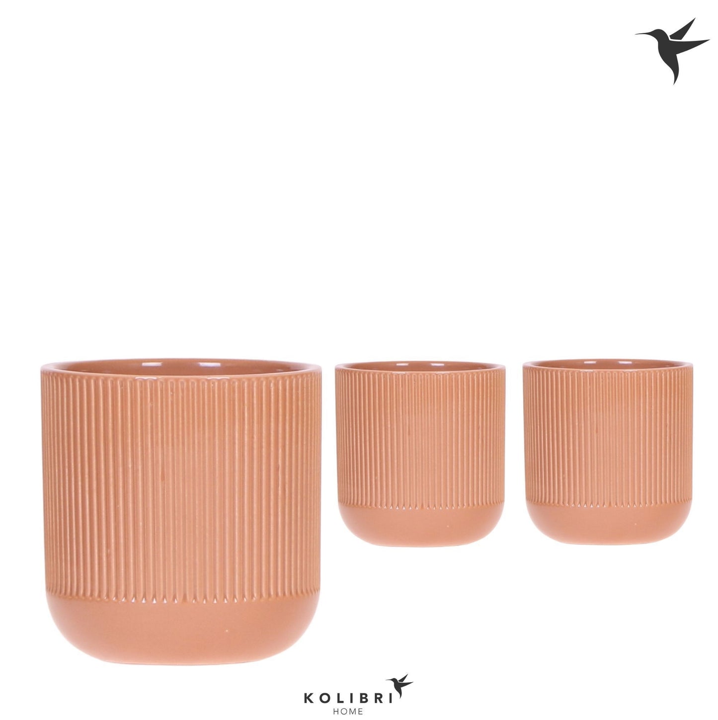 OK Plant Kolibri Home Flare pot cognac Pack of 8