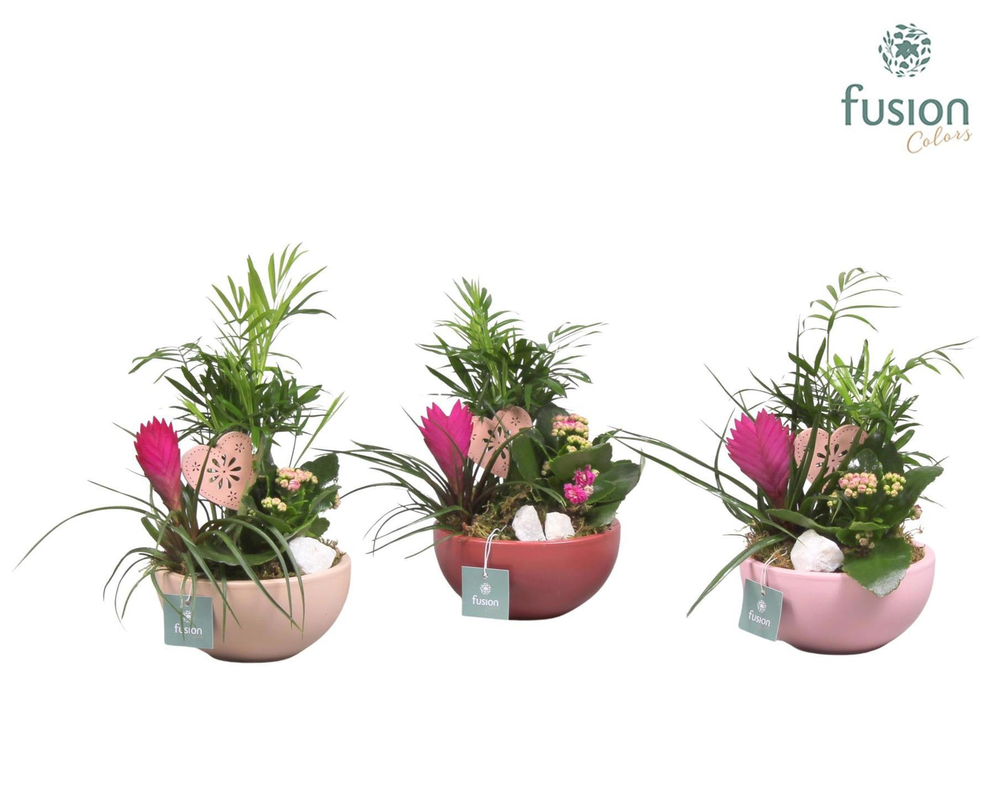 Fusioncolors BV Schaal keramiek Moon Small Love met arrangement Pack of 3