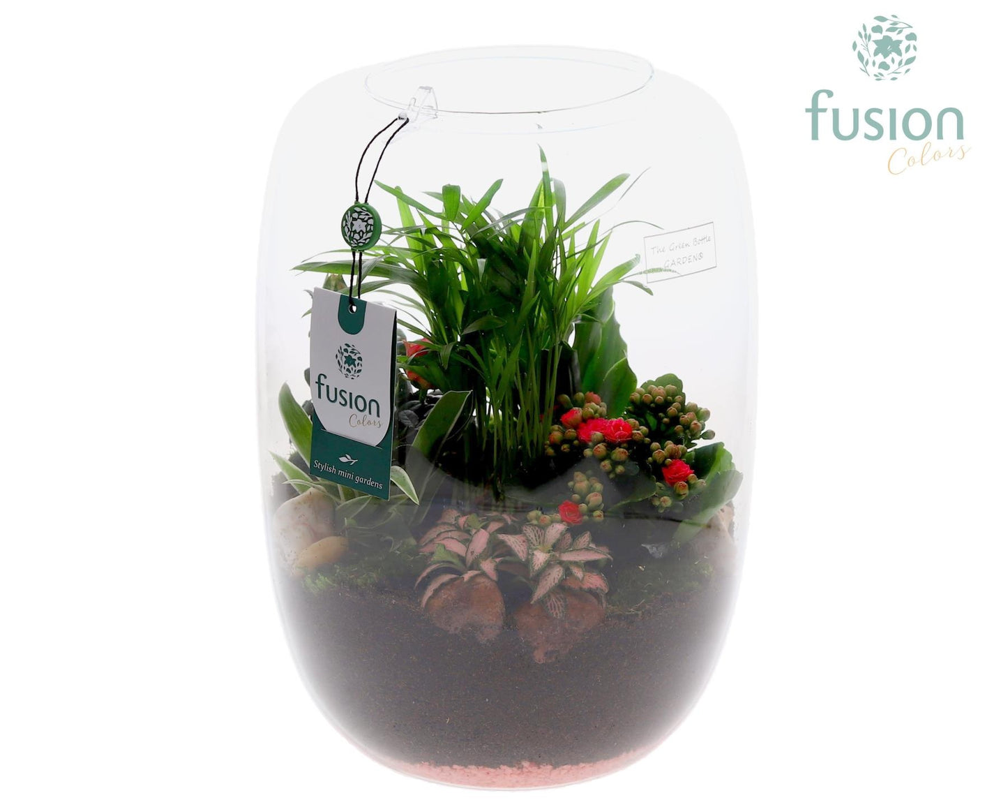Green Bottle Isabella XLarge Love met arrangement 29cm 23cm Pot