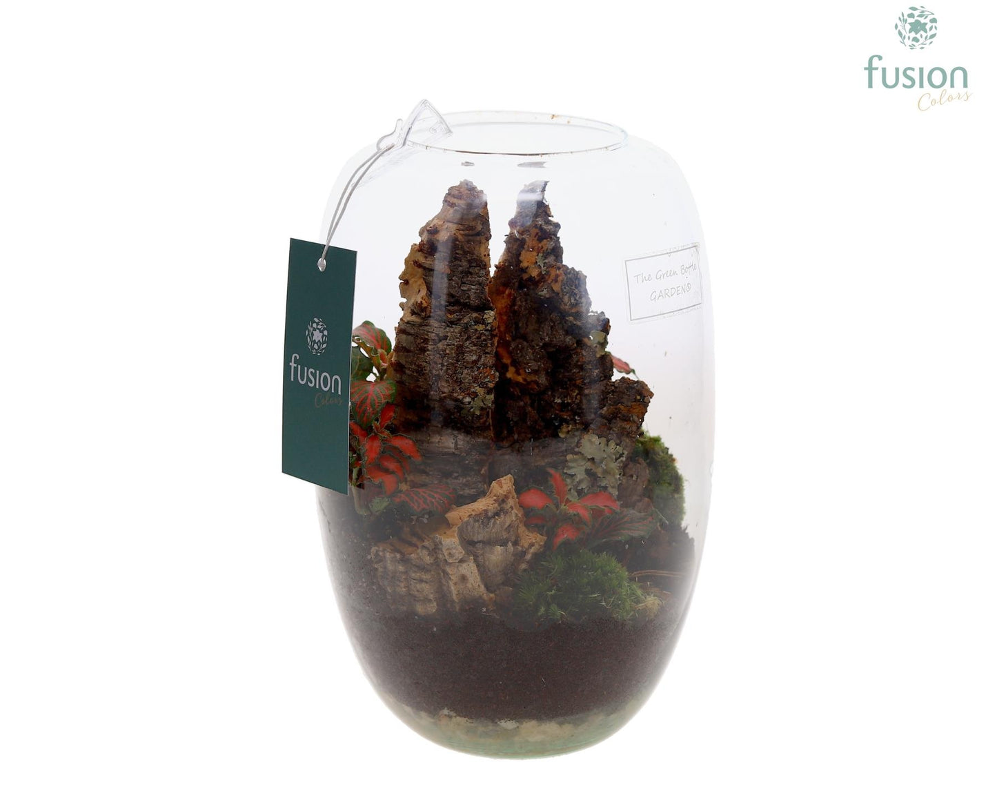 Green Bottle Isabella Small met arrangement 20cm 15cm Pot