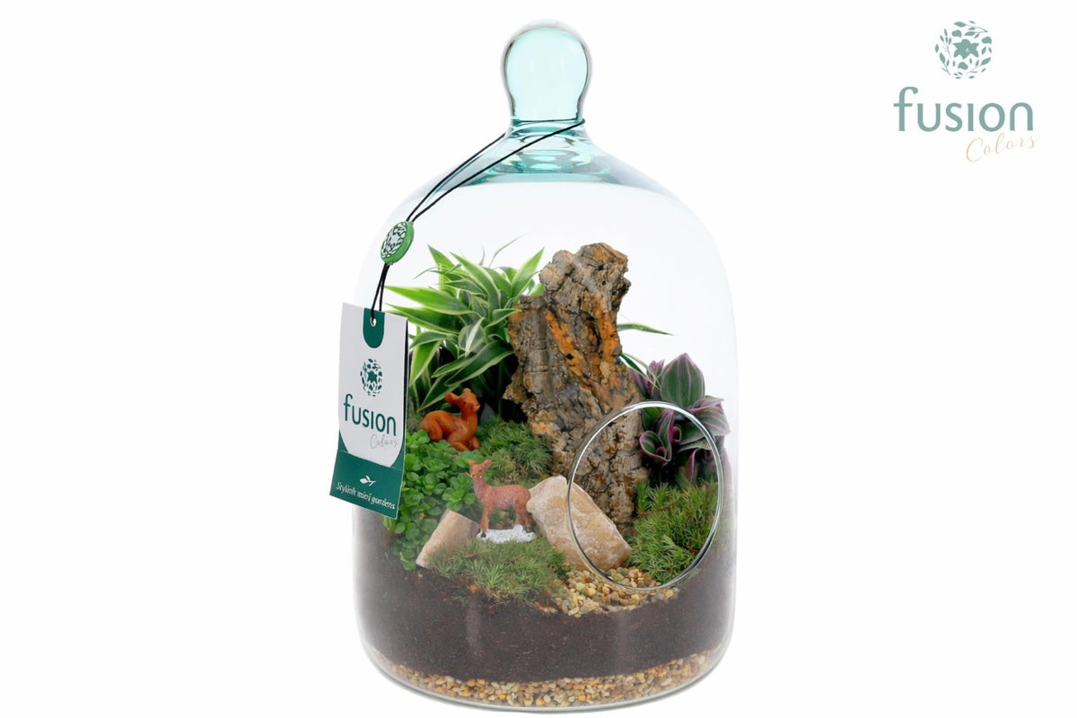 Green Bottle Novella Medium met arrangement 29cm 19cm Pot