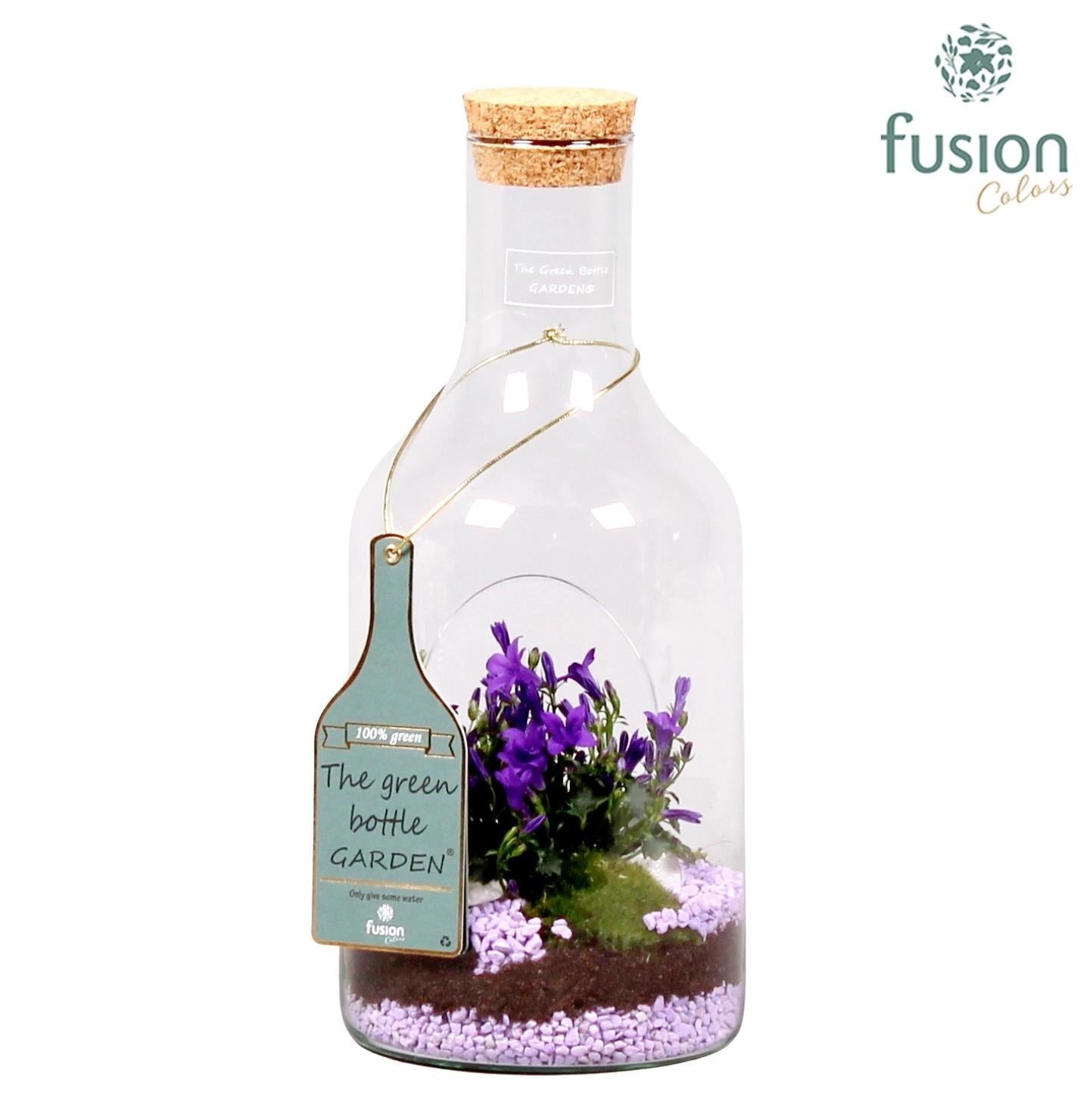 Fusioncolors BV Green Bottle fles small met campanula 24uur levertijd Pack of 6