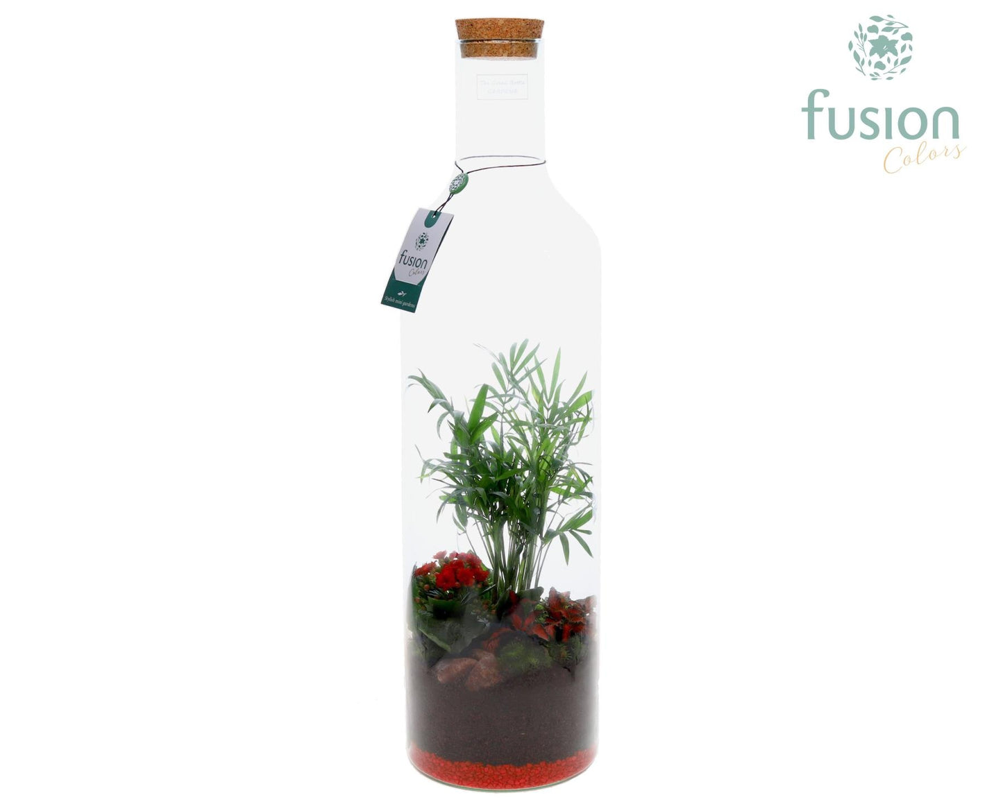 Green Bottle Fles XLarge Love met arrangement 75cm 17cm Pot