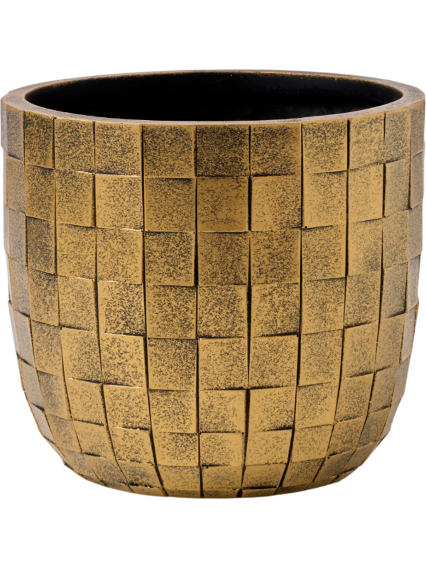 Capi Nature Blocks Plant Pot 15cm Height 15cm Dia Planter Ball Black Gold