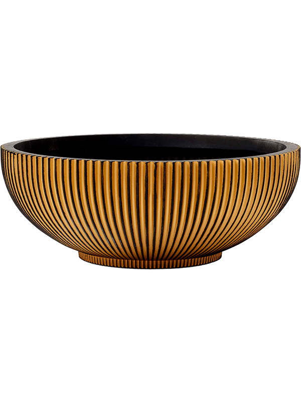 Capi Nature Groove Plant Pot 15cm Height 36cm Dia Bowl Black Gold