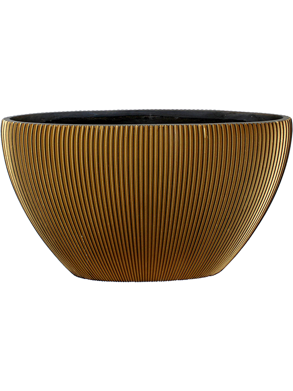 Capi Nature Groove Plant Pot 34cm Height 12cm Dia Planter Oval Black Gold