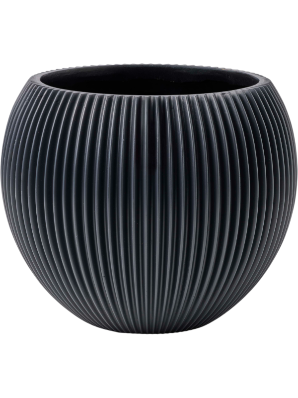 Capi Nature Groove Special Plant Pot 18cm Height 16cm Dia Vase Ball Graphite Grey