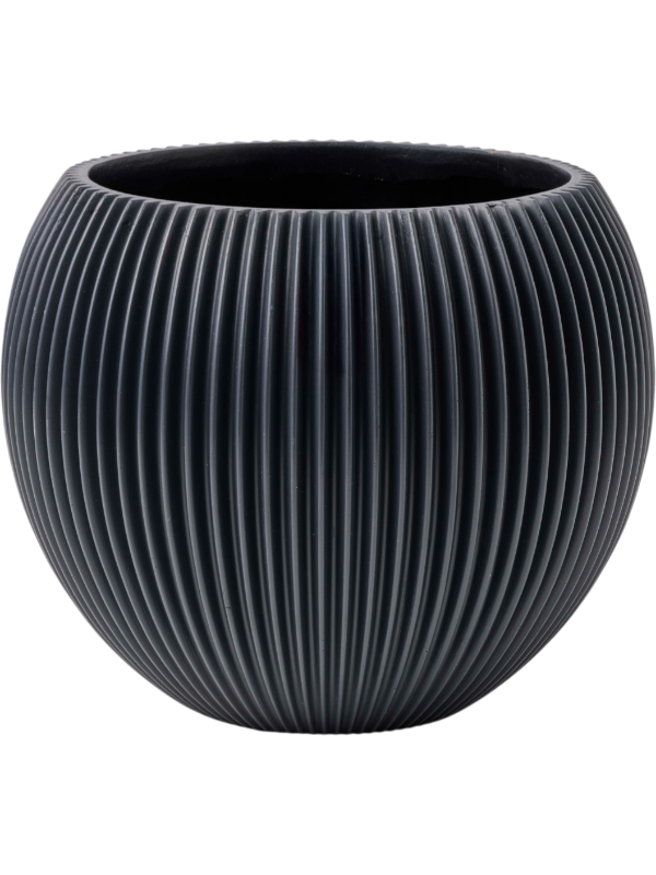 Capi Nature Groove Special Plant Pot 25cm Height 22cm Dia Vase Ball Graphite Grey