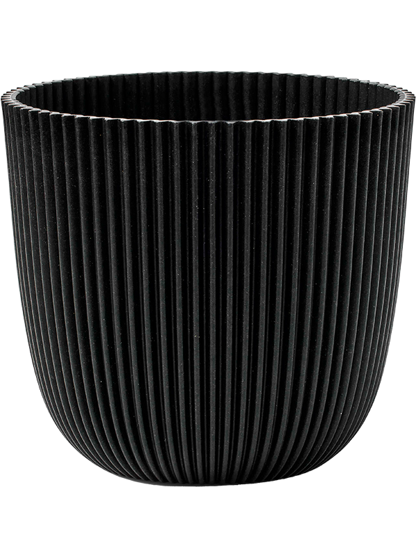 Capi Nature Groove Made With Plant Pot 12cm Height 11cm Dia Planter Ball Textile Black