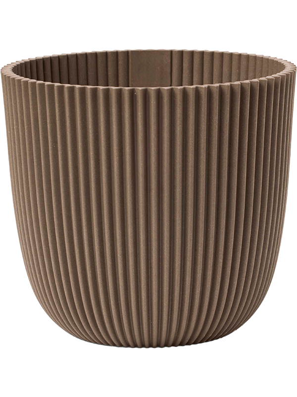 Capi Nature Groove Made With Plant Pot 12cm Height 11cm Dia Planter Ball Warm Taupe