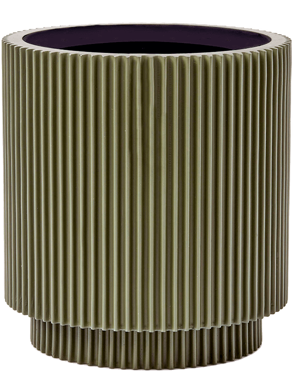 Capi Nature Groove Special Plant Pot 17cm Height 13cm Dia Vase Cylinder Green