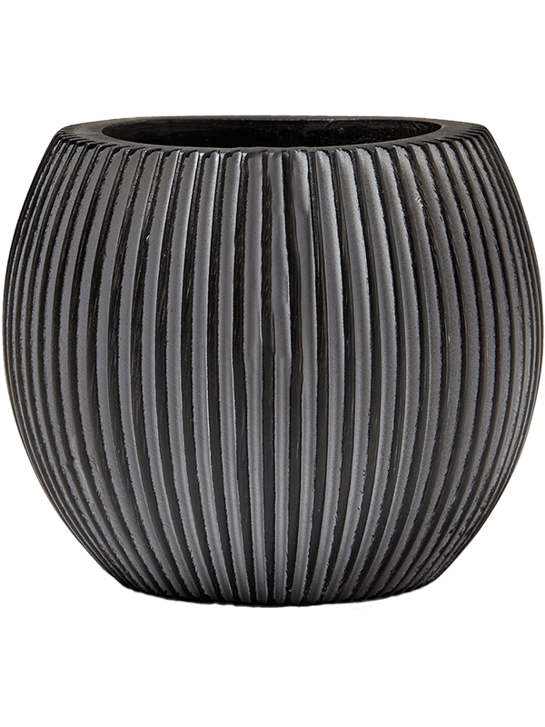 Capi Nature Groove Plant Pot 15cm Height 11cm Dia Vase Ball Black