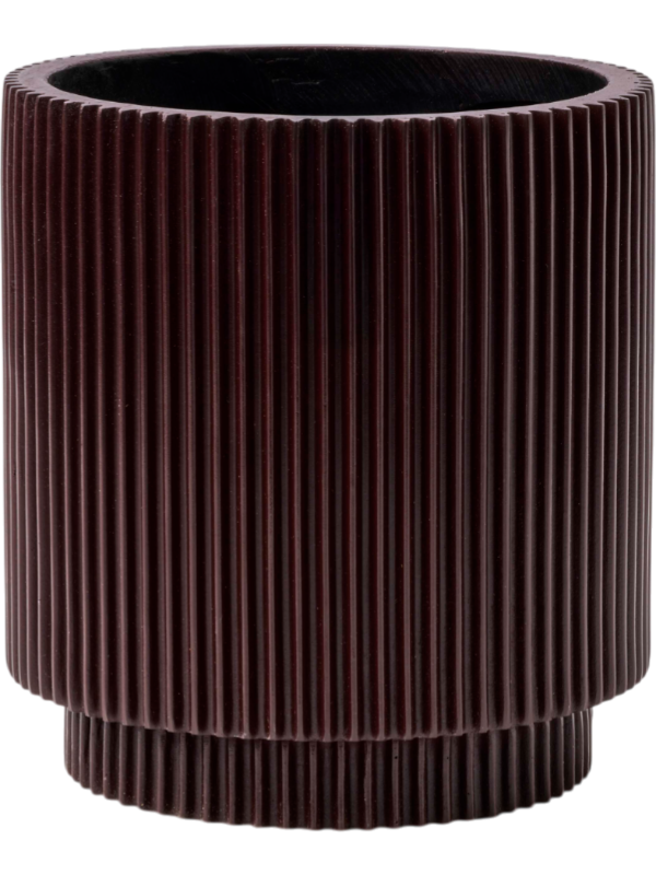 Capi Nature Groove Special Plant Pot 17cm Height 13cm Dia Vase Cylinder Black Red