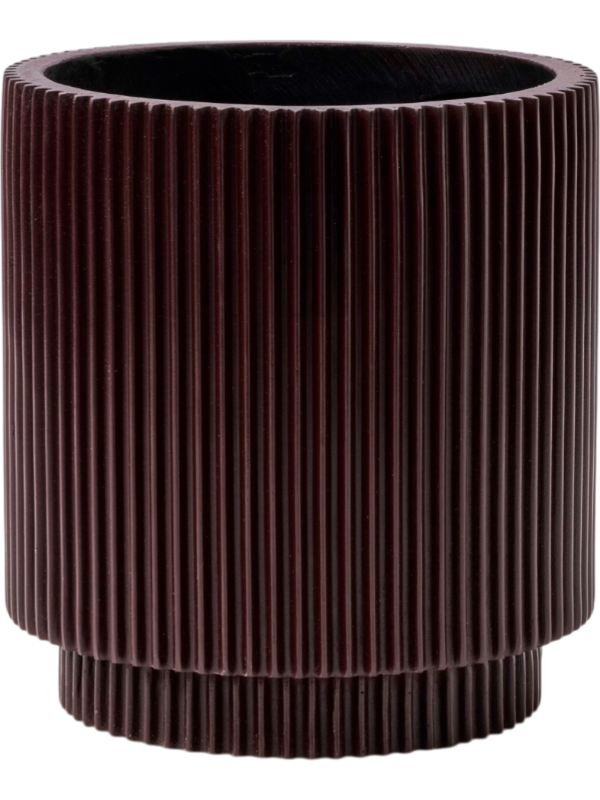 Capi Nature Groove Special Plant Pot 21cm Height 17cm Dia Vase Cylinder Black Red