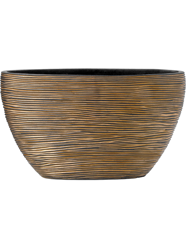 Capi Nature Rib Plant Pot 34cm Height 12cm Dia Planter Oval Black Gold