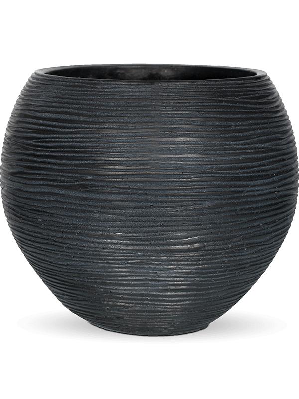 Capi Nature Rib Plant Pot 15cm Height 11cm Dia Vase Ball Black