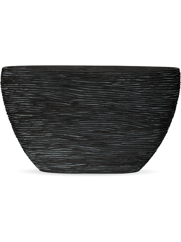 Capi Nature Rib Plant Pot 35cm Height 12cm Dia Planter Oval Black