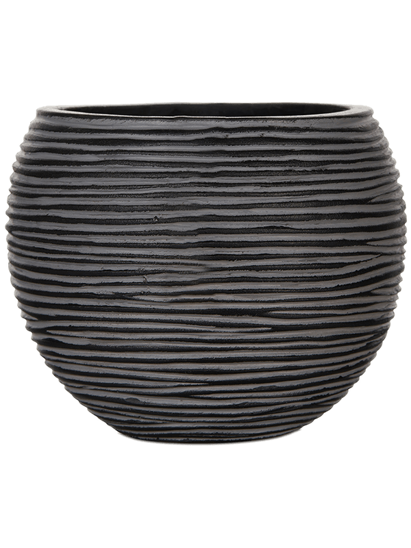 Capi Nature Rib Plant Pot 25cm Height 22cm Dia Vase Ball Black