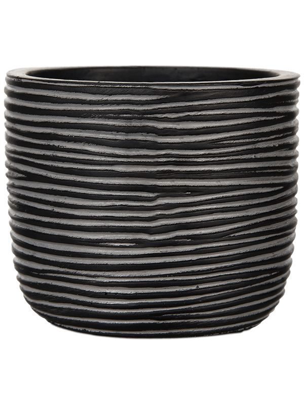 Capi Nature Rib Plant Pot 21cm Height 21cm Dia Planter Ball Black