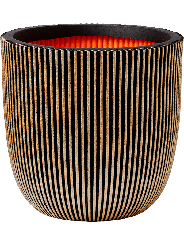 Capi Nature Groove NL Plant Pot 52cm Height 48cm Dia Planter Ball Black Gold