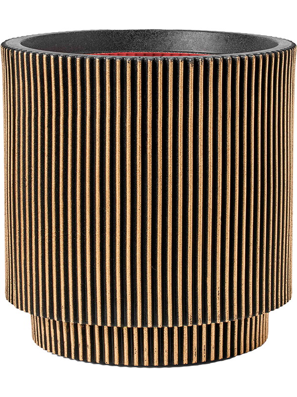 Capi Nature Groove NL Plant Pot 46cm Height 35cm Dia Vase Cylinder Black Gold