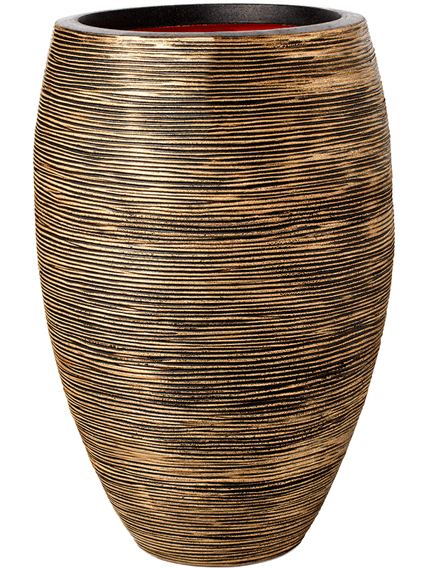 Capi Nature Rib NL Plant Pot 72cm Height 34cm Dia Vase Elegant Deluxe Black Gold