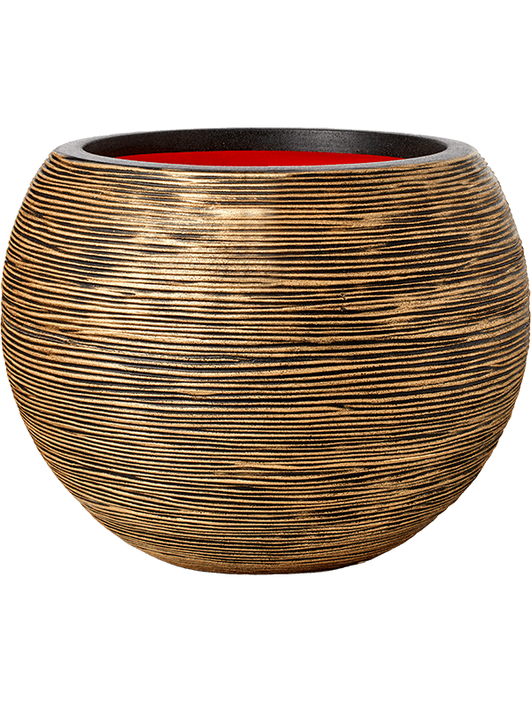 Capi Nature Rib NL Plant Pot 48cm Height 42cm Dia Vase Ball Black Gold