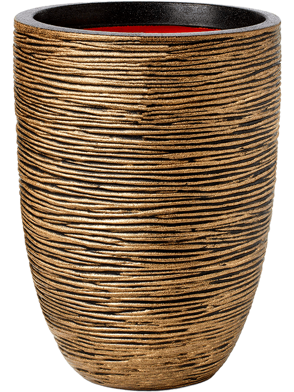 Capi Nature Rib NL Plant Pot 46cm Height 31cm Dia Vase Elegant Low Black Gold