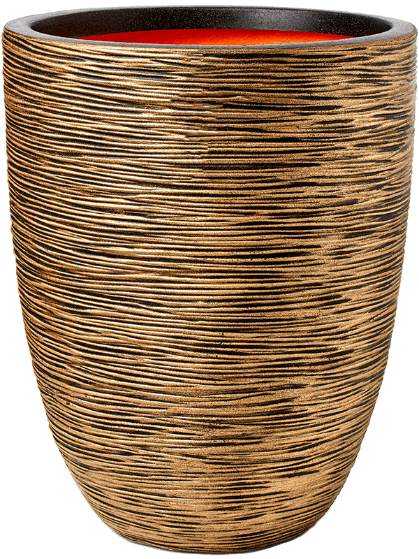 Capi Nature Rib NL Plant Pot 58cm Height 40cm Dia Vase Elegant Low Black Gold