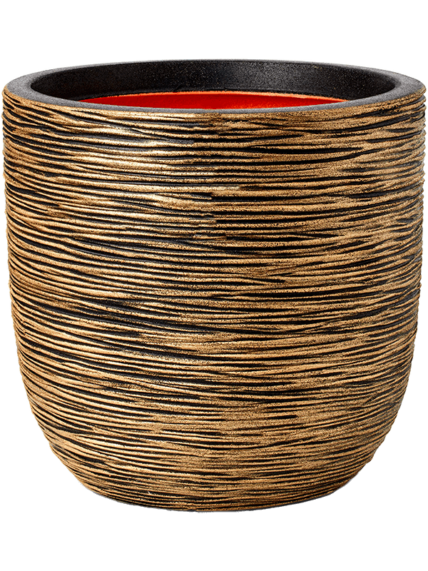 Capi Nature Rib NL Plant Pot 34cm Height 30cm Dia Planter Ball Black Gold
