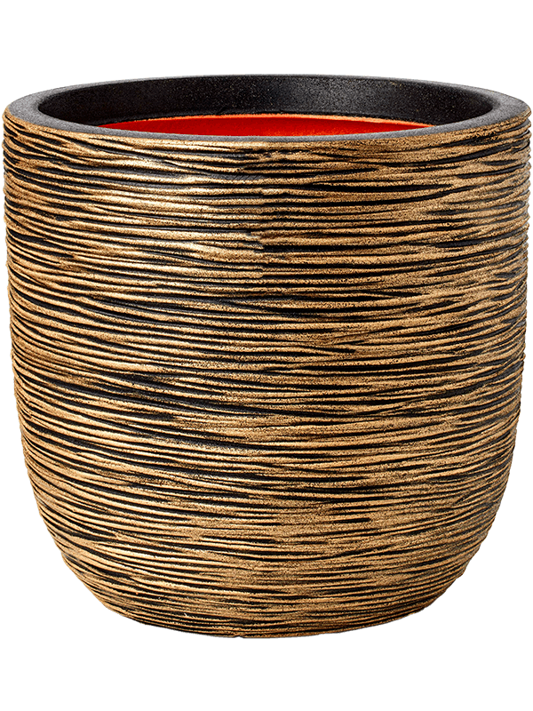 Capi Nature Rib NL Plant Pot 52cm Height 48cm Dia Planter Ball Black Gold