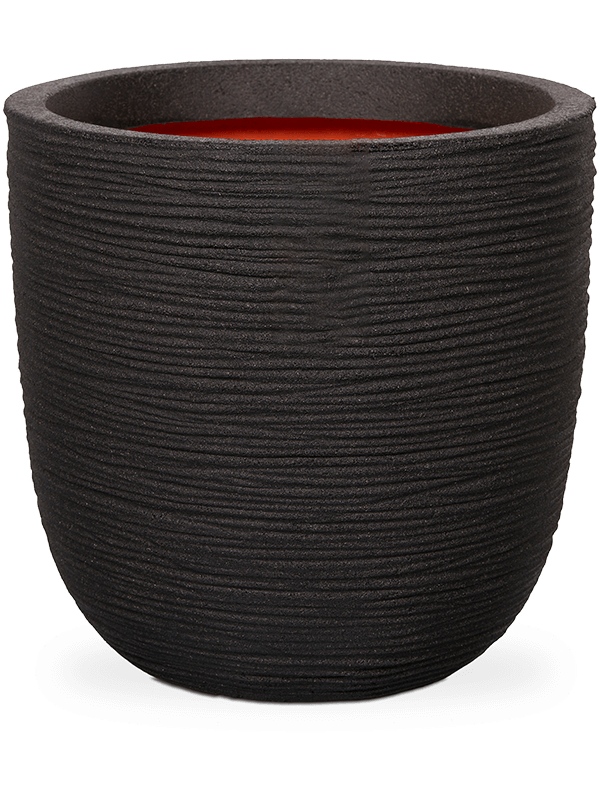 Capi Nature Rib NL Plant Pot 34cm Height 30cm Dia Planter Ball Black