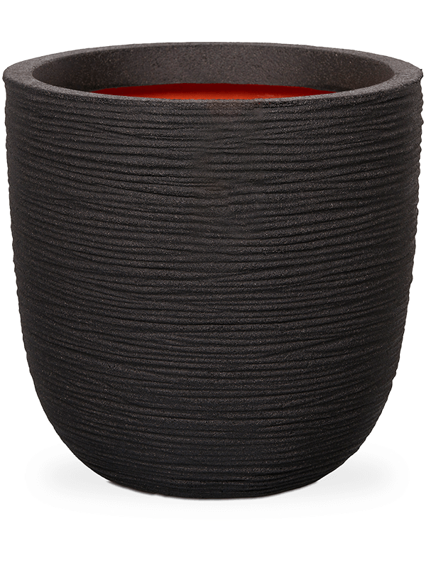 Capi Nature Rib NL Plant Pot 52cm Height 48cm Dia Planter Ball Black