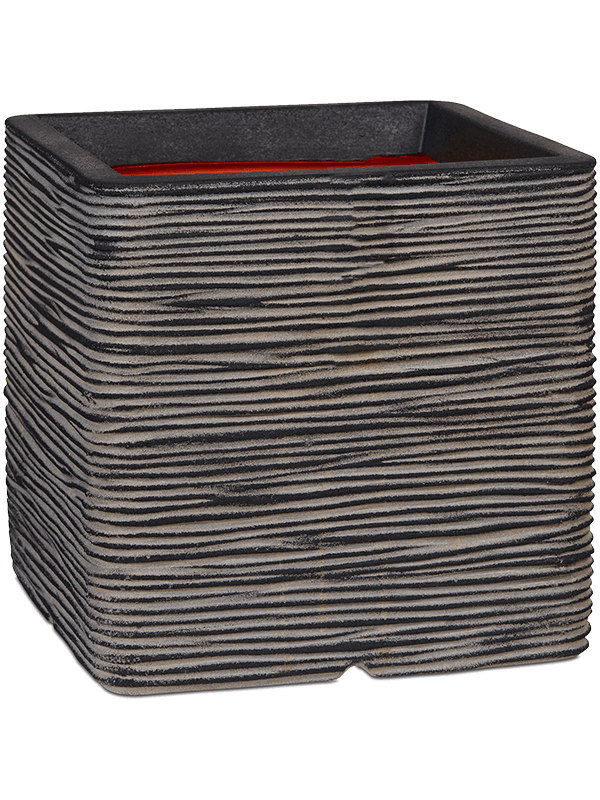 Capi Nature Rib NL Plant Pot 50cm Height 42cm Dia Planter Square Anthracite