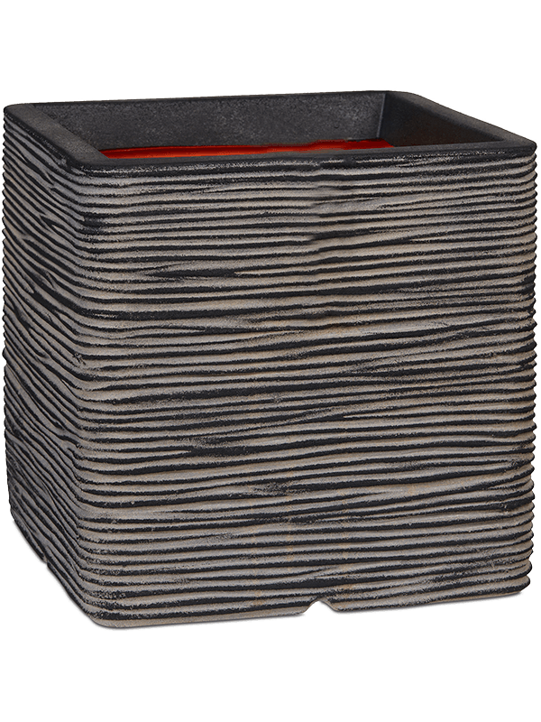 Capi Nature Rib NL Plant Pot 40cm Height 33cm Dia Planter Square Anthracite
