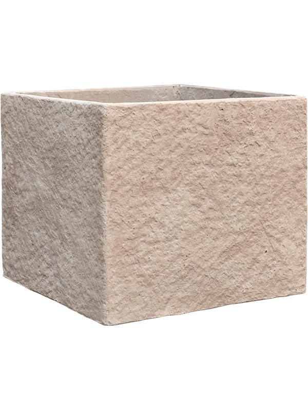 Coast Mountains Plant Pot 38cm Height 42cm Dia Square Planter Khaki