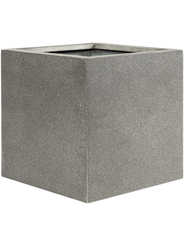 Grigio Plant Pot 40cm Height 33cm Dia Cube With Wheels Natural Concrete