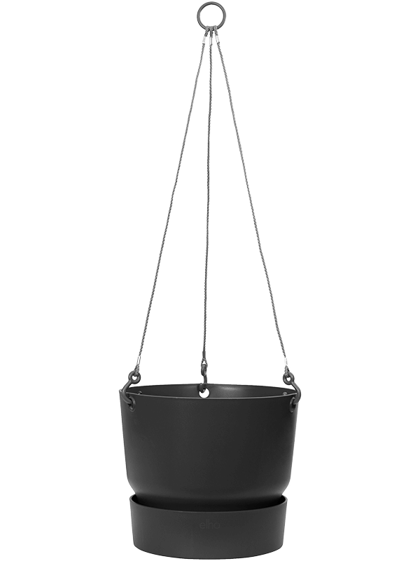 Greenville Plant Pot 21cm Height 23cm Dia Hanging Basket Living Black