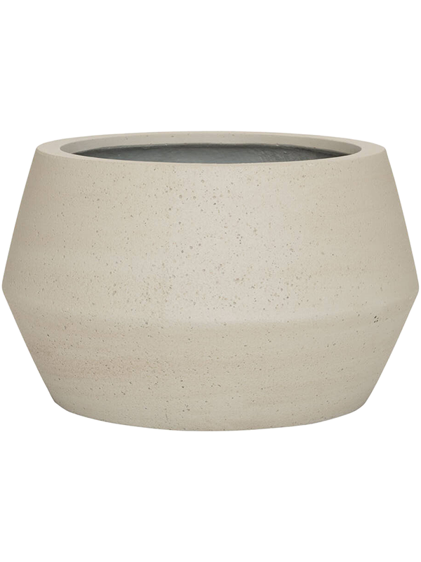Cement & Stone Plant Pot 21cm Height 25cm Dia Harley Low S Beige Washed