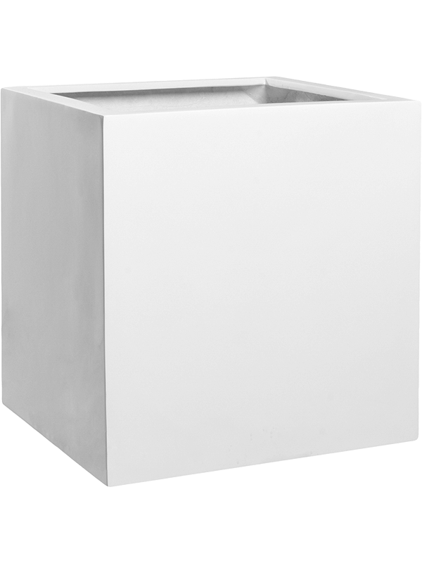 Fiberstone Plant Pot 40cm Height 38cm Dia Block M Glossy White