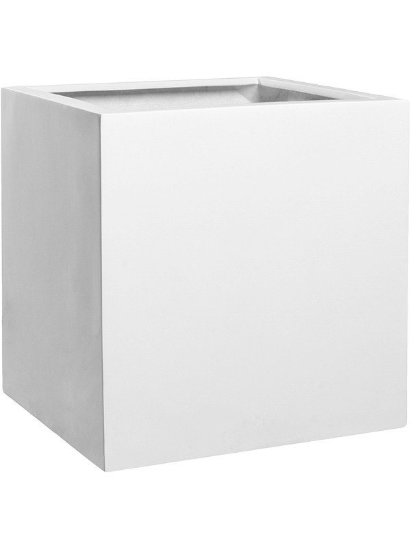 Fiberstone Plant Pot 50cm Height 45cm Dia Block L Glossy White