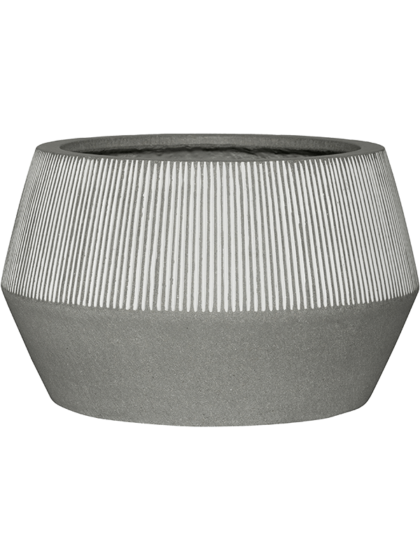 Ridged Plant Pot 22cm Height 25cm Dia Harley Low S, White Stripe