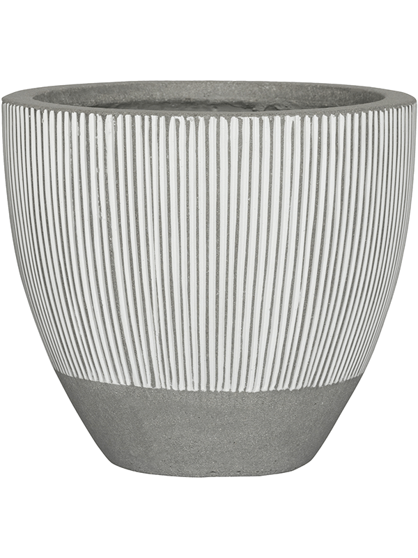 Ridged Plant Pot 35cm Height 35cm Dia Jesslyn XS, White Stripe