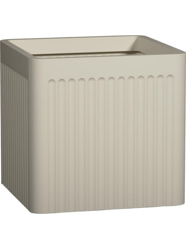 Ionic Plant Pot 40cm Height 36cm Dia Block Linea M, Silk White