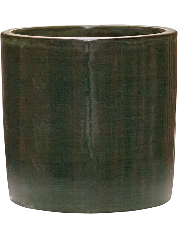 Plain Striped Plant Pot 19cm Height 17cm Dia Cylinder Olive