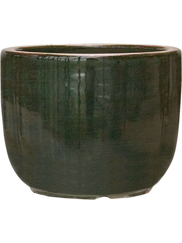 Plain Striped Plant Pot 16cm Height 18cm Dia Couple Olive